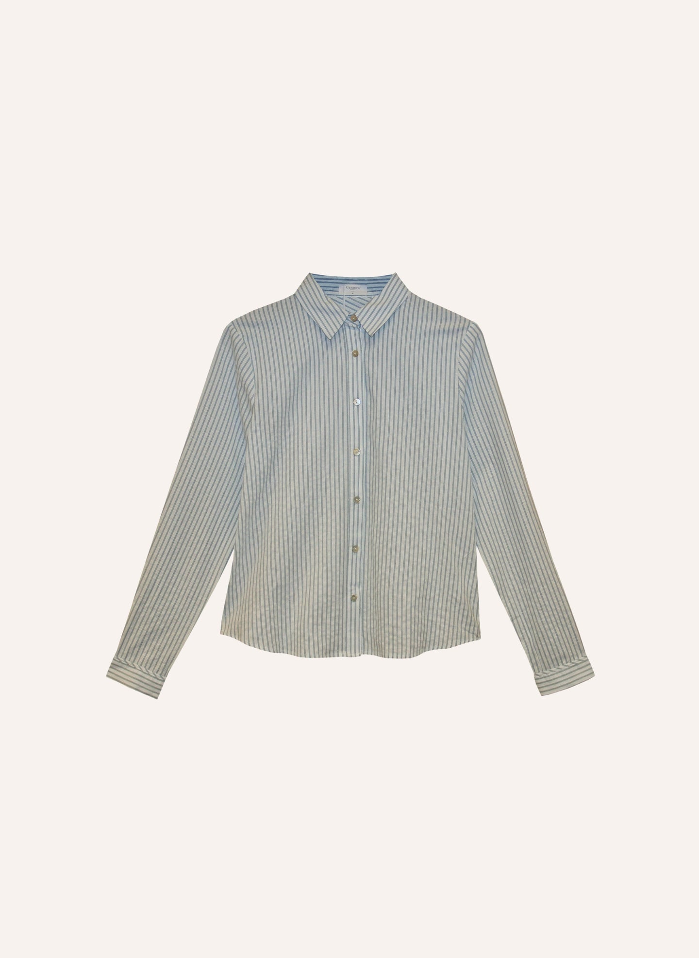 Chemise à rayures coloris vert avec manches longues boutonnées vêtement femme