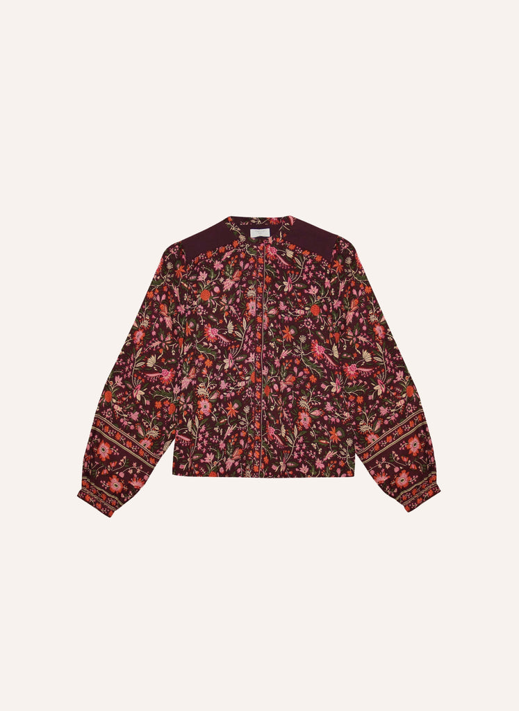 Blouse imprimée aux manches longues bouffantes avec col rond et coupe ample vêtement femme 