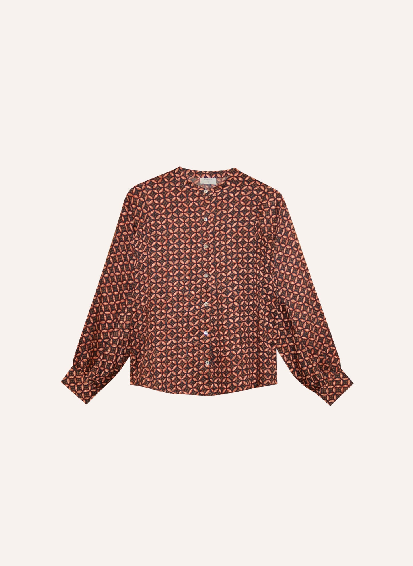 Chemise imprimée marron à manches longues et coupe ample vêtement femme