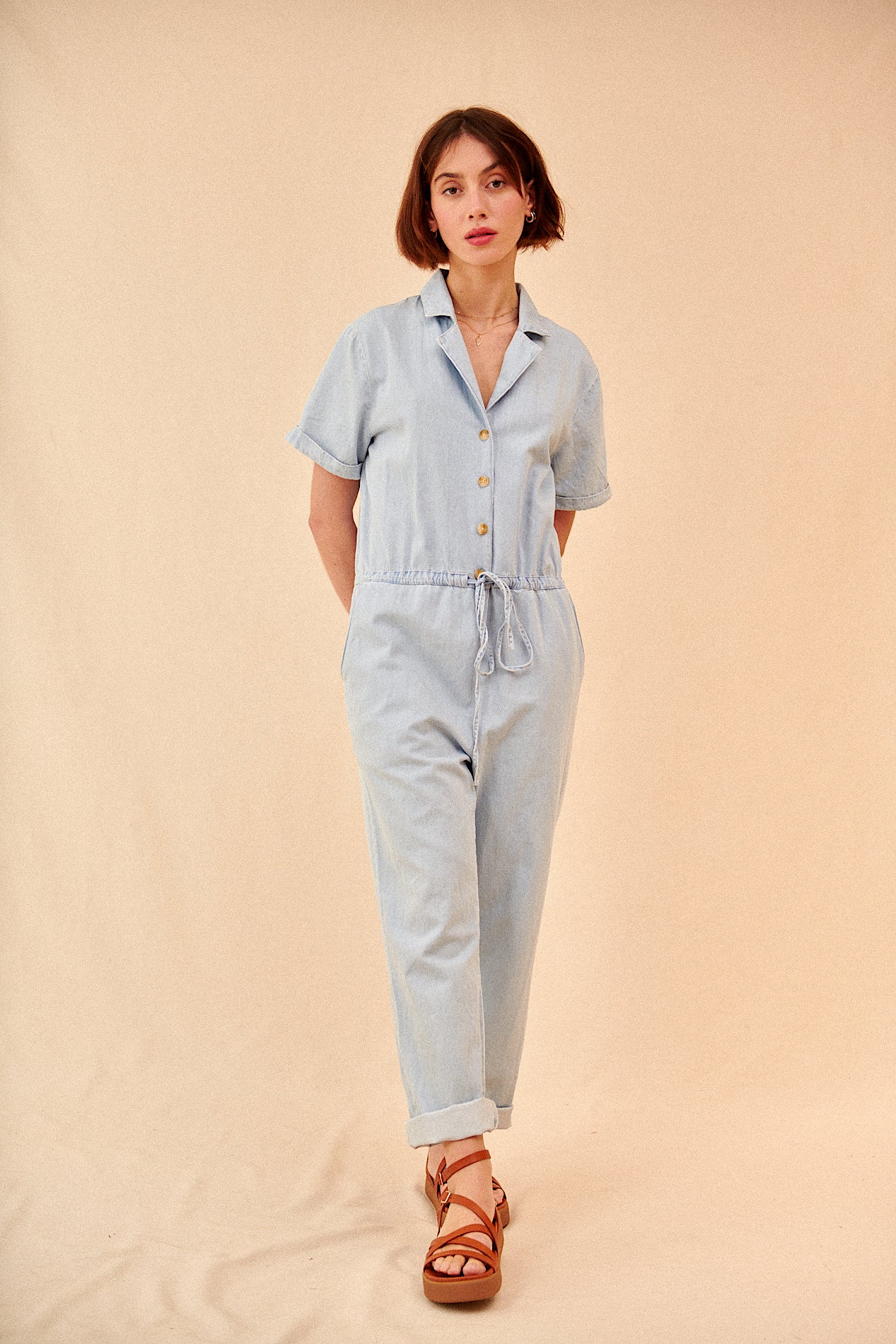 Combinaison longue workwear jean bleu garance paris printemps été vêtement femme