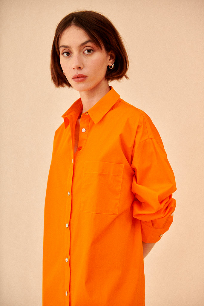 Robe chemise orange best sale