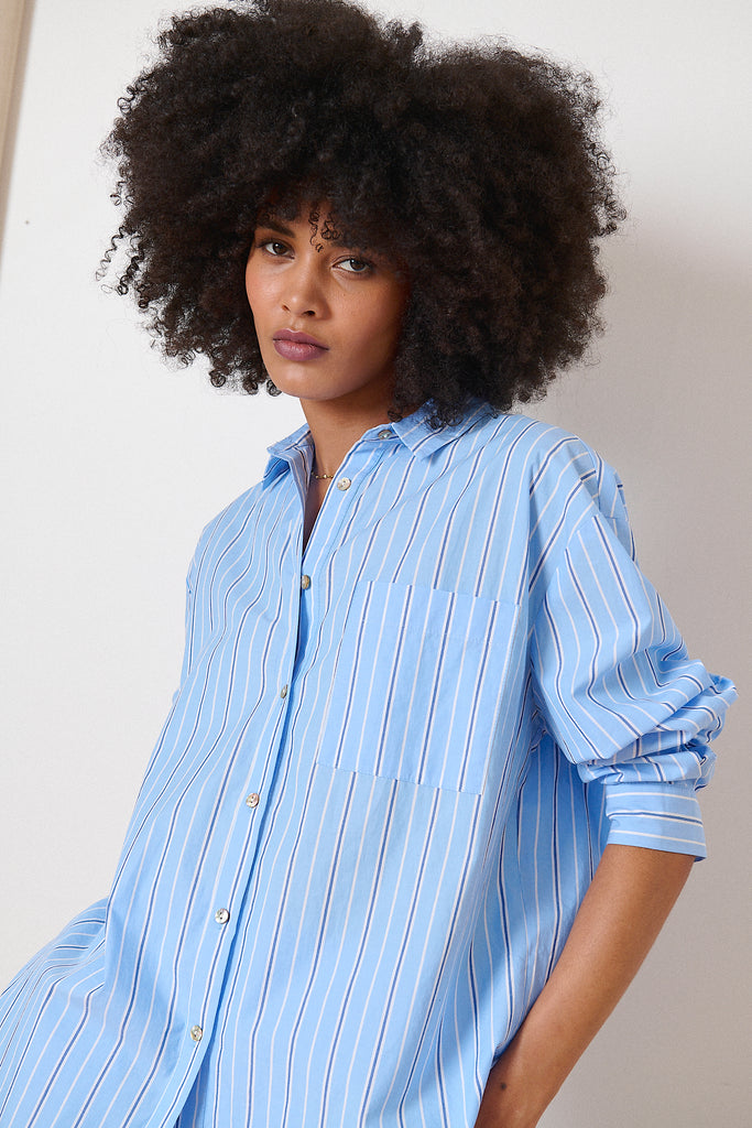 Chemise à rayures manches longues col chemise coupe droite collection printemps été 2025