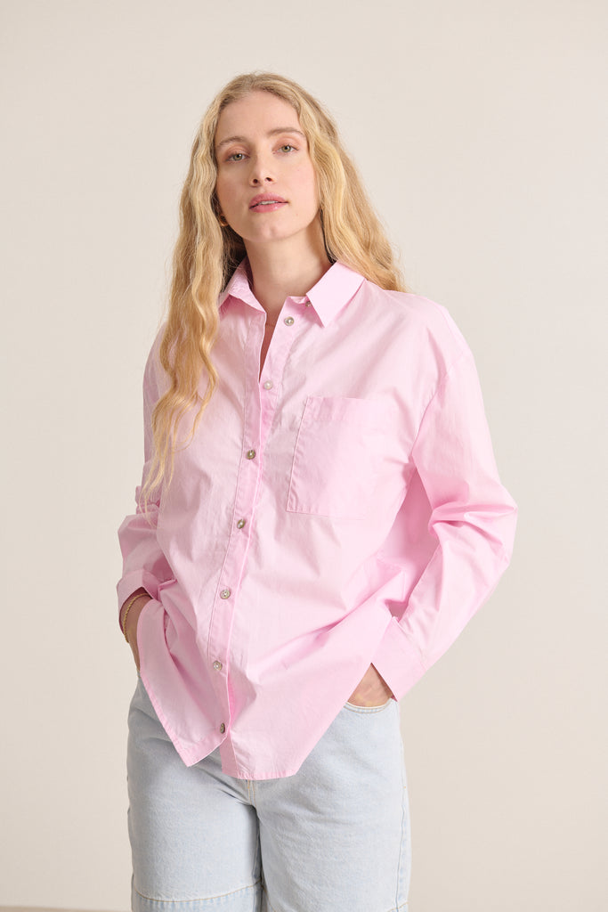 Chemise 100% coton coupe ample et fluide en couleur pastel longue Garance Paris 