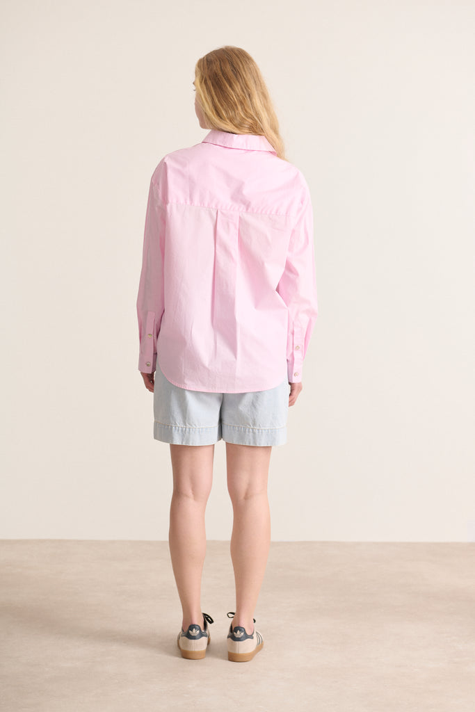 Chemise élégante et chic avec manches longues avec boutons nacrés et une poche poitrine haut été femme 