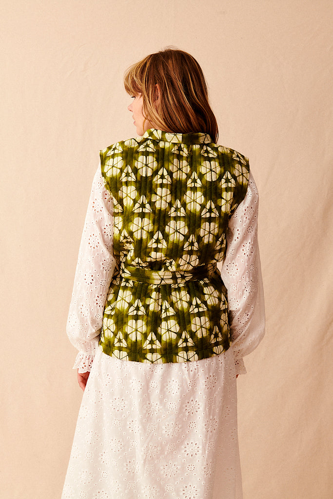 Veste sans manches à motif et ceinture en coton garance paris femme printemps été